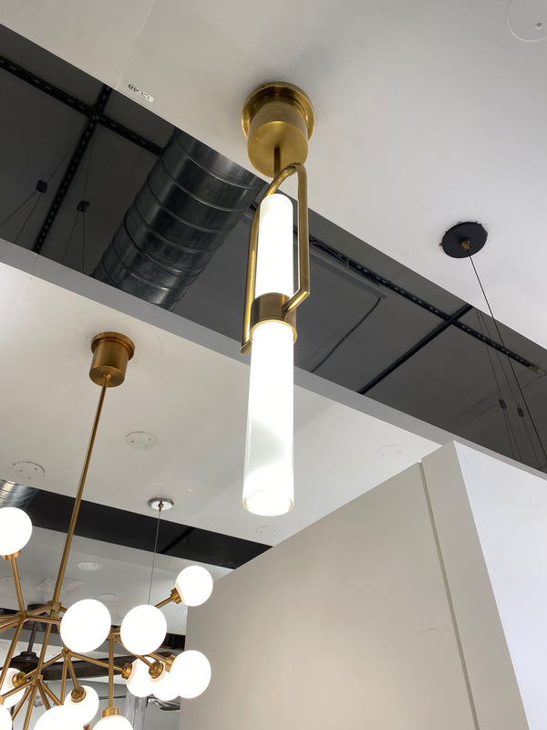 LED Pendant from the Calumn Collection in Natural Brass Finish by Visual Comfort Modern (Clearance Display, Final Sale)