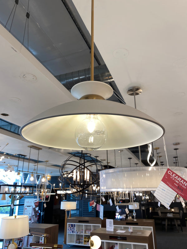 One Light Pendant from the Perkins Collection in Matte White / Burnished Brass Finish by Nuvo Lighting (Clearance Display, Final Sale)