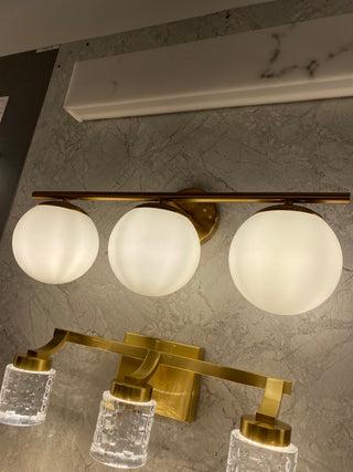 Three Light Vanity from the Hollywood Blvd. Collection in Satin Brass Finish by ELK Home (Clearance Display, Final Sale)