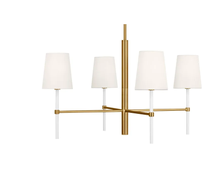 kate spade Monroe 4 Light 28 inch Burnished Brass / Gloss White Chandelier Ceiling Light (Final Sale)
