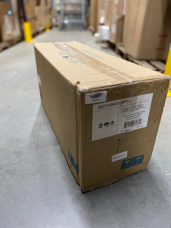 Scholar Three-Light Bath Light in Palladian Bronze by Quoizel