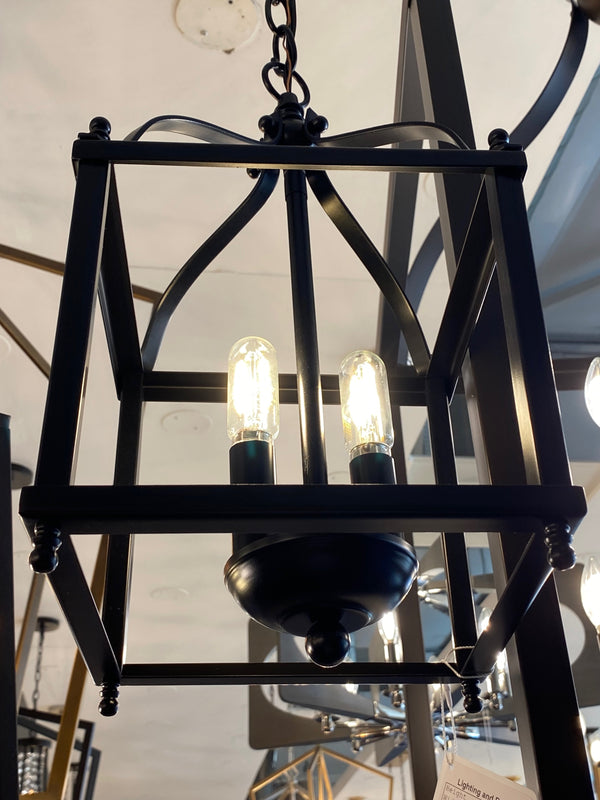 Two Light Foyer Pendant Convertible from the Larkin Collection in Black Finish by Kichler (Clearance Display, Final Sale)