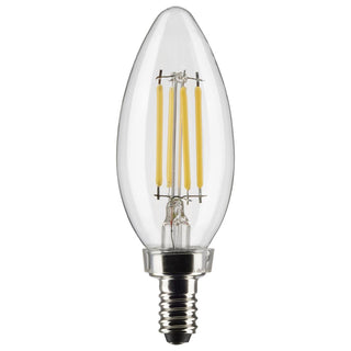 4 Watt B11 LED, Clear, Candelabra base, 90 CRI, 3000K, 120 Volt, 3-Pack Light Bulb by Satco (40W Equivalent)