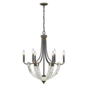 Six Light Chandelier from the Elwood Collection in Antique Black Iron Finish by Golden
