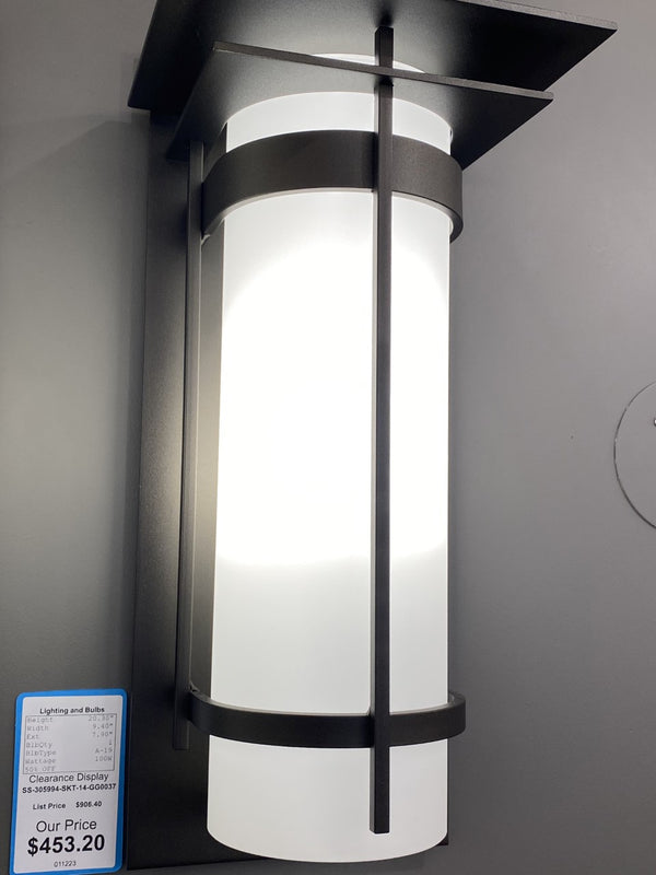 One Light Outdoor Wall Sconce from the Banded Collection in Oil Rubbed Bronze Finish by Hubbardton Forge (Clearance Display, Final Sale)