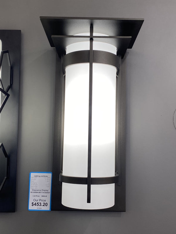 One Light Outdoor Wall Sconce from the Banded Collection in Oil Rubbed Bronze Finish by Hubbardton Forge (Clearance Display, Final Sale)