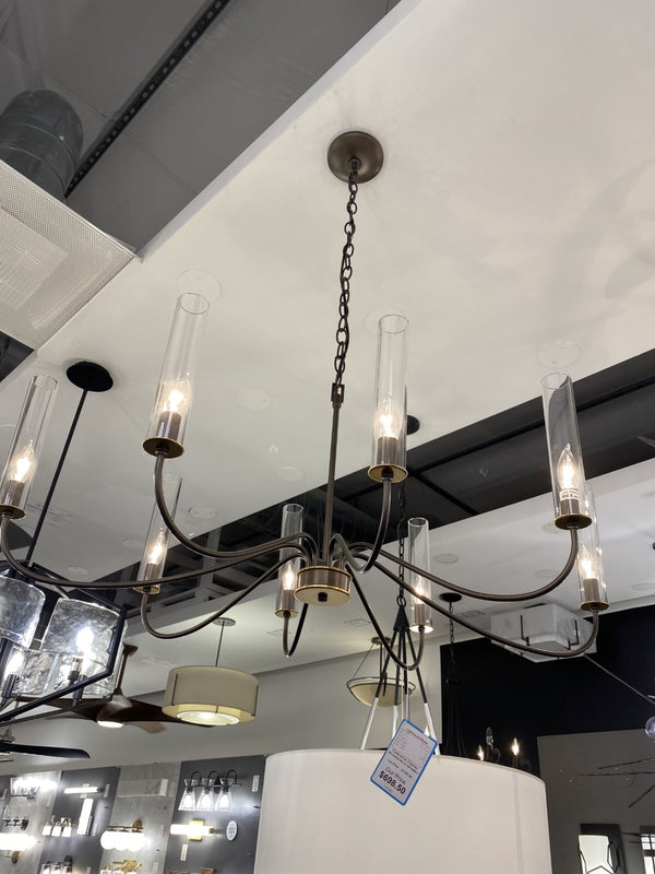 Eight Light Chandelier from the Grace Collection in Black Finish by Hubbardton Forge (Clearance Display, Final Sale)