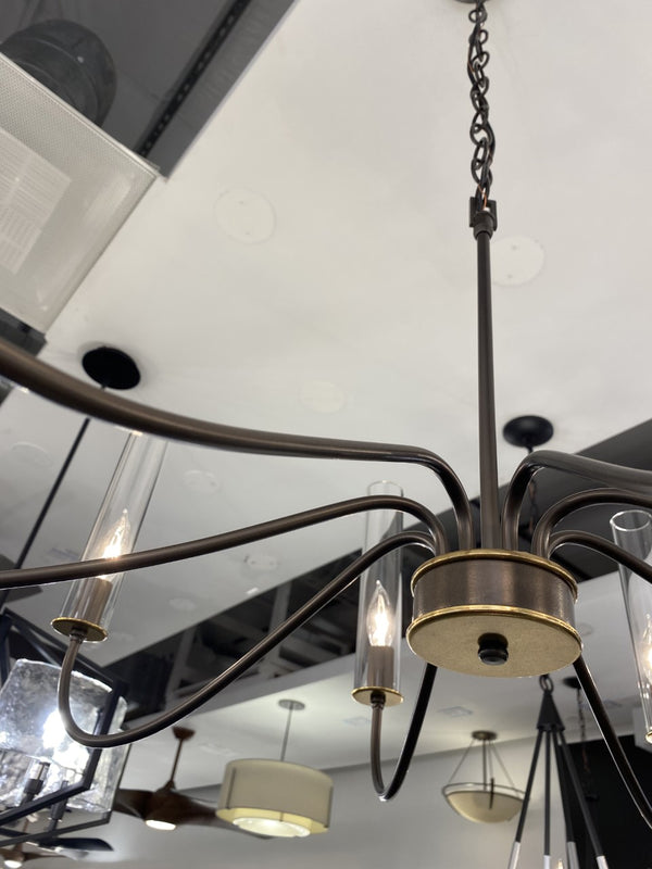 Eight Light Chandelier from the Grace Collection in Black Finish by Hubbardton Forge (Clearance Display, Final Sale)