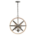 Four Light Pendant from the Bluffton Collection in Iron and Wood Finish by Capital Lighting