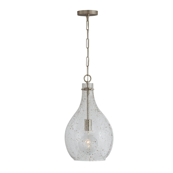 One Light Pendant from the Rabun Collection in Brushed Nickel Finish by Capital Lighting