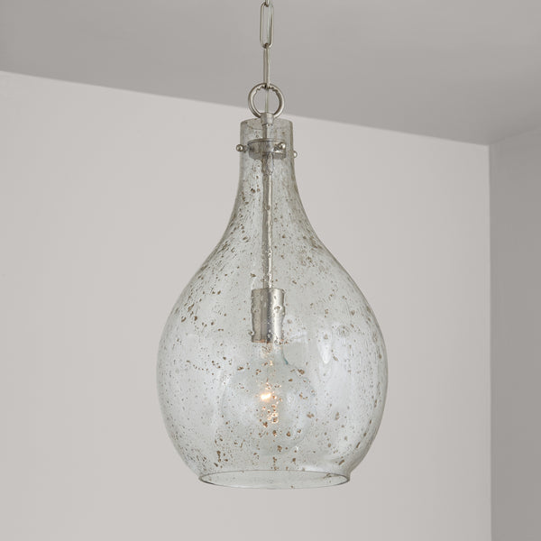 One Light Pendant from the Rabun Collection in Brushed Nickel Finish by Capital Lighting