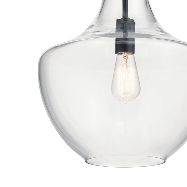 One Light Pendant from the Everly Collection in Black Finish by Kichler