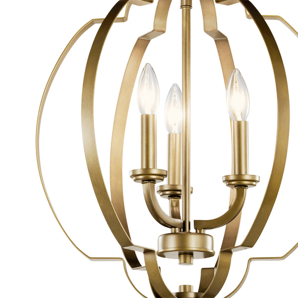 Three Light Pendant from the Voleta Collection in Natural Brass Finish by Kichler