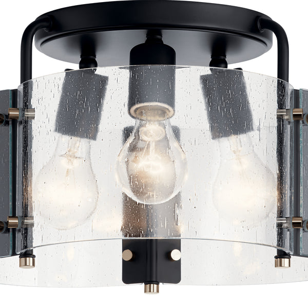 Three Light Semi Flush Mount from the Thoreau Collection in Black Finish by Kichler