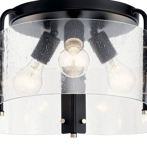 Three Light Semi Flush Mount from the Thoreau Collection in Black Finish by Kichler
