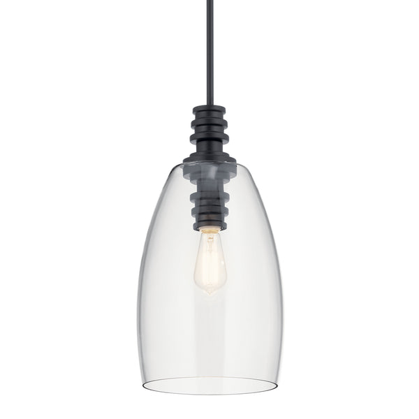 One Light Pendant from the Lakum Collection in Black Finish by Kichler