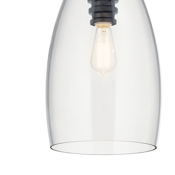 One Light Pendant from the Lakum Collection in Black Finish by Kichler