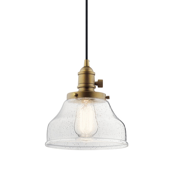 One Light Mini Pendant from the Avery Collection in Natural Brass Finish by Kichler