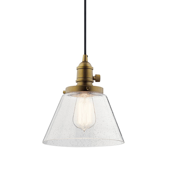 One Light Pendant from the Avery Collection in Natural Brass Finish by Kichler