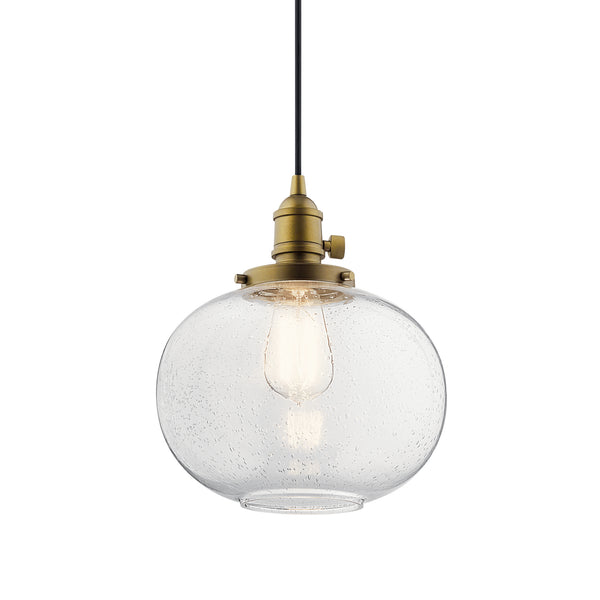 One Light Mini Pendant from the Avery Collection in Natural Brass Finish by Kichler