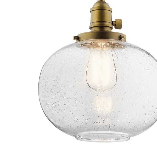 One Light Mini Pendant from the Avery Collection in Natural Brass Finish by Kichler