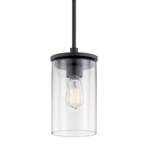One Light Mini Pendant from the Crosby Collection in Black Finish by Kichler