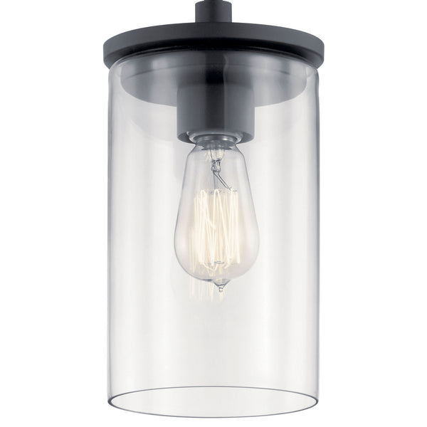 One Light Mini Pendant from the Crosby Collection in Black Finish by Kichler