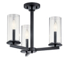 Three Light Chandelier/Semi Flush Mount from the Crosby Collection in Black Finish by Kichler