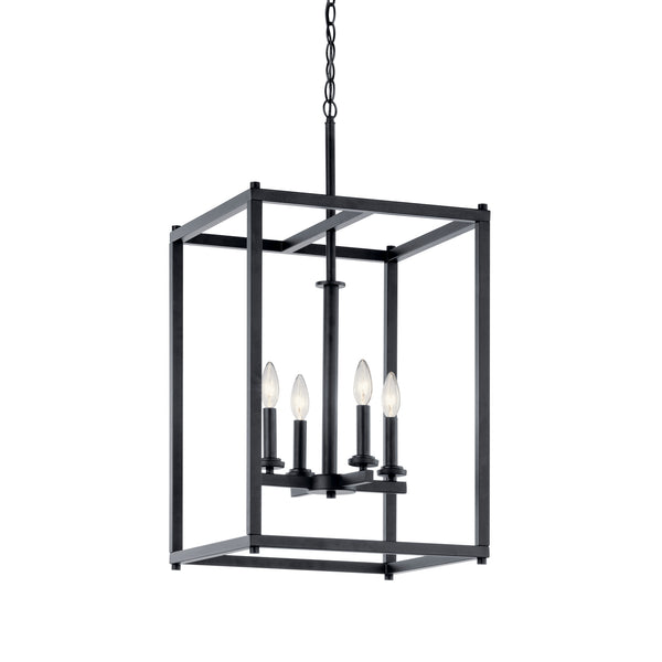Four Light Foyer Pendant from the Crosby Collection in Black Finish by Kichler