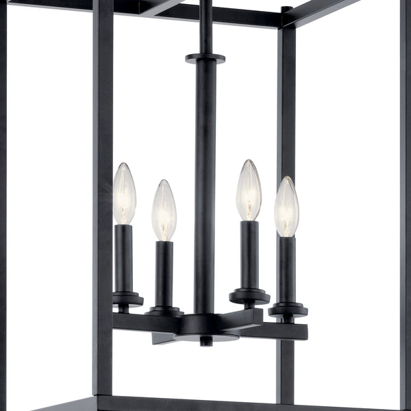 Four Light Foyer Pendant from the Crosby Collection in Black Finish by Kichler