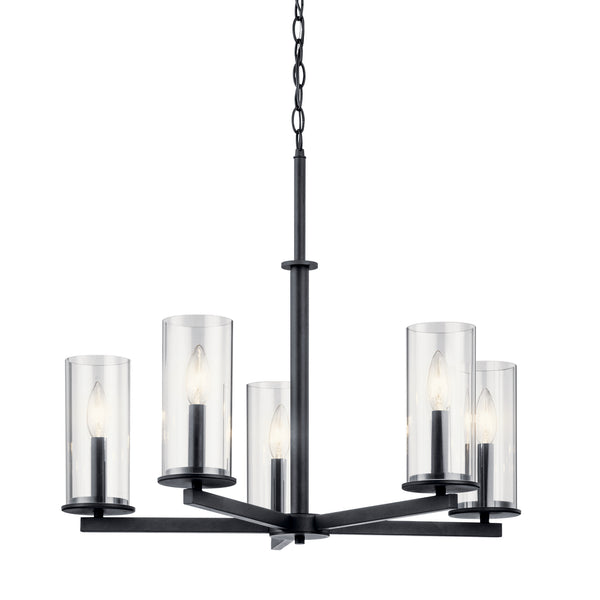 Five Light Chandelier from the Crosby Collection in Black Finish by Kichler