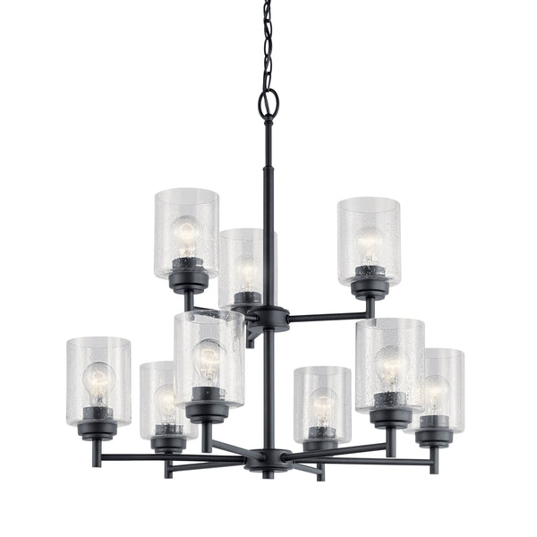Nine Light Chandelier from the Winslow Collection in Black Finish by Kichler