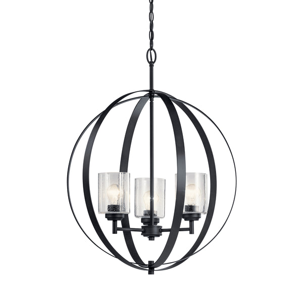 Three Light Chandelier from the Winslow Collection in Black Finish by Kichler
