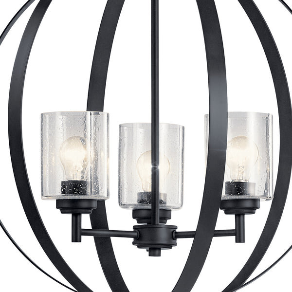Three Light Chandelier from the Winslow Collection in Black Finish by Kichler