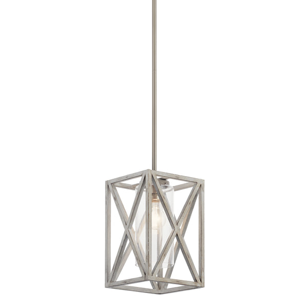 One Light Mini Pendant from the Moorgate Collection in Distressed Antique White Finish by Kichler