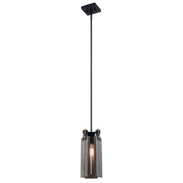 One Light Mini Pendant from the Ridgewood Collection in Textured Black Finish by Kichler