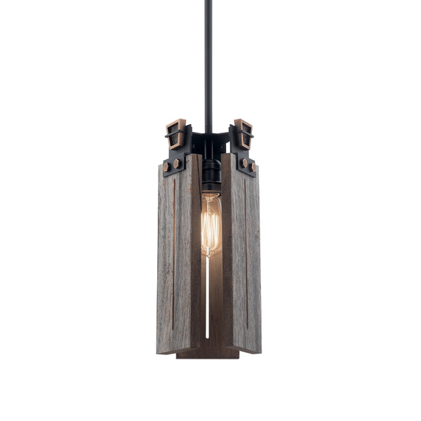 One Light Mini Pendant from the Ridgewood Collection in Textured Black Finish by Kichler