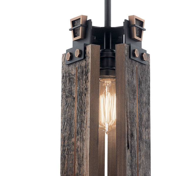 One Light Mini Pendant from the Ridgewood Collection in Textured Black Finish by Kichler
