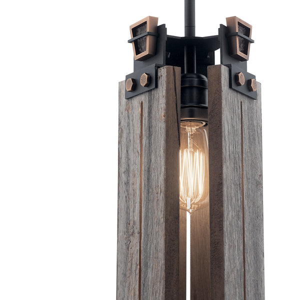 One Light Mini Pendant from the Ridgewood Collection in Textured Black Finish by Kichler
