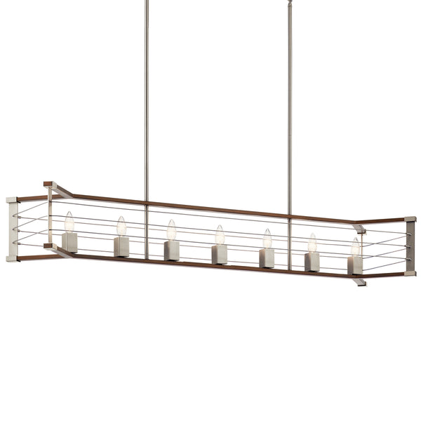 Seven Light Linear Chandelier from the Lente Collection in Brushed Nickel Finish by Kichler