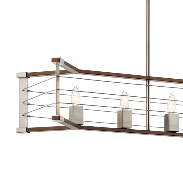 Seven Light Linear Chandelier from the Lente Collection in Brushed Nickel Finish by Kichler