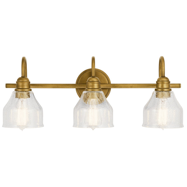 Three Light Bath from the Avery Collection in Natural Brass Finish by Kichler