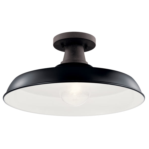 One Light Outdoor Pendant/Semi Flush Mount from the Pier Collection in Black Finish by Kichler