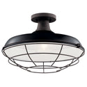 One Light Outdoor Pendant/Semi Flush Mount from the Pier Collection in Black Finish by Kichler