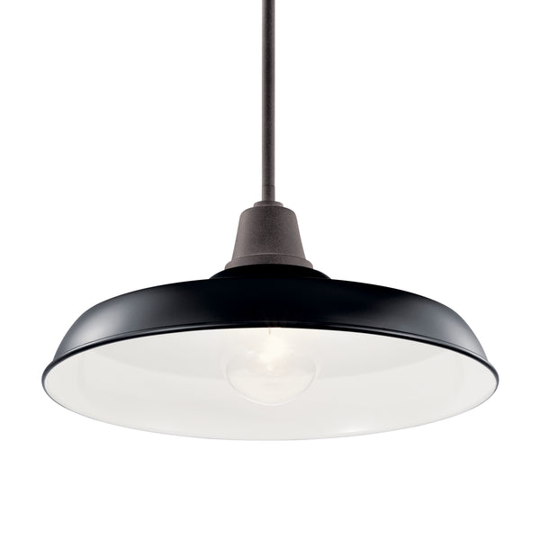 One Light Outdoor Pendant/Semi Flush Mount from the Pier Collection in Black Finish by Kichler