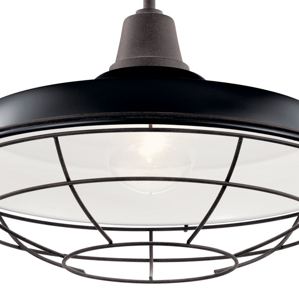 One Light Outdoor Pendant/Semi Flush Mount from the Pier Collection in Black Finish by Kichler