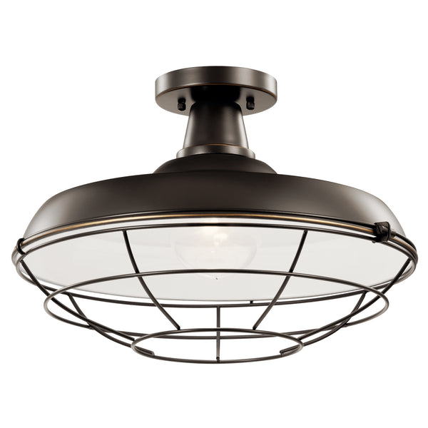 One Light Outdoor Pendant/Semi Flush Mount from the Pier Collection in Olde Bronze Finish by Kichler