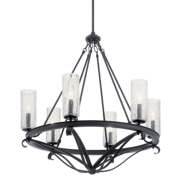 Six Light Chandelier from the Krysia Collection in Black Finish by Kichler