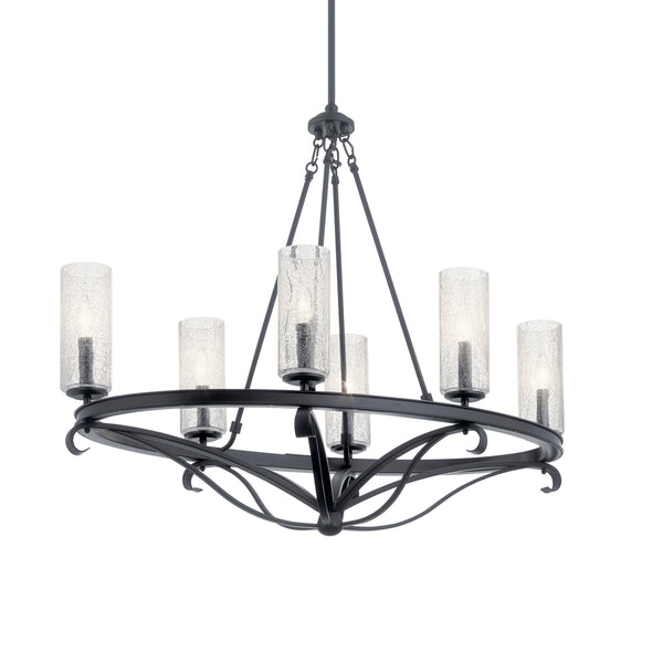 Six Light Chandelier from the Krysia Collection in Black Finish by Kichler
