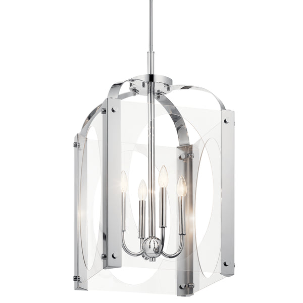 Four Light Foyer Pendant from the Pytel Collection in Chrome Finish by Kichler